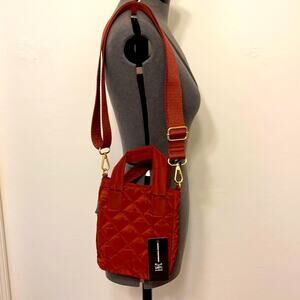 NWT MSRP$50 Water Bottle Bag Nylon Quilted Crossbody Bag Dark Cherry